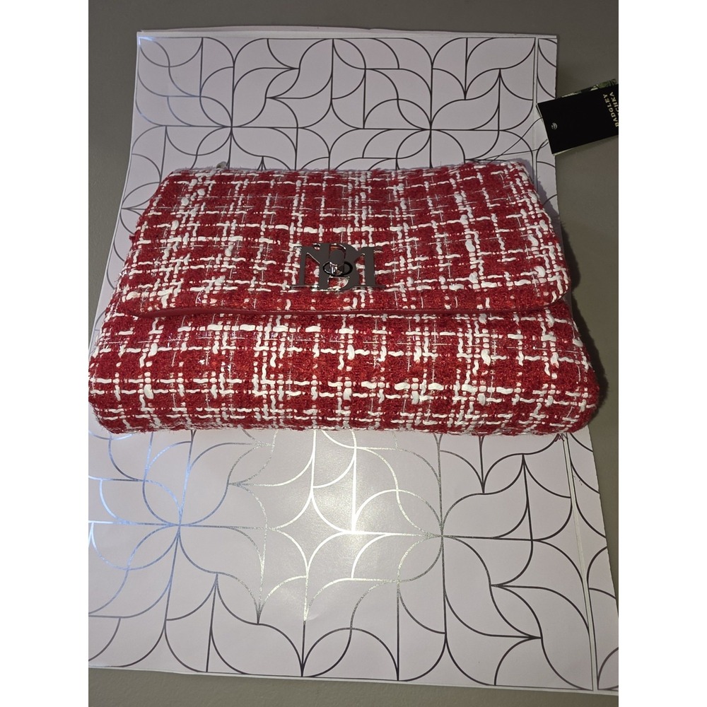 Red Plaid Badgley Mischka Vegan Leather Purse NWT. Cute Red Plaid. Handle Or...